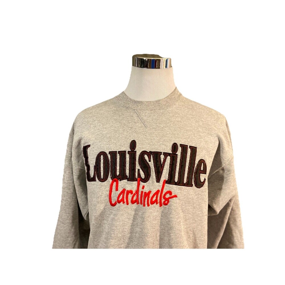 Rare Vintage Louisville Cardinals Sweatshirt L Embroidered Pullover USA Made